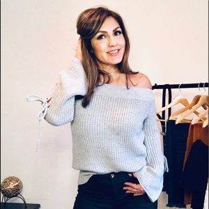 Grey off the shoulder sweater